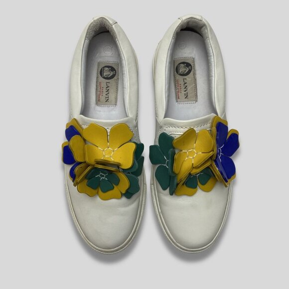Lanvin Shoes - Lanvin Paris Flower Motif Leather Sneakers Size 37